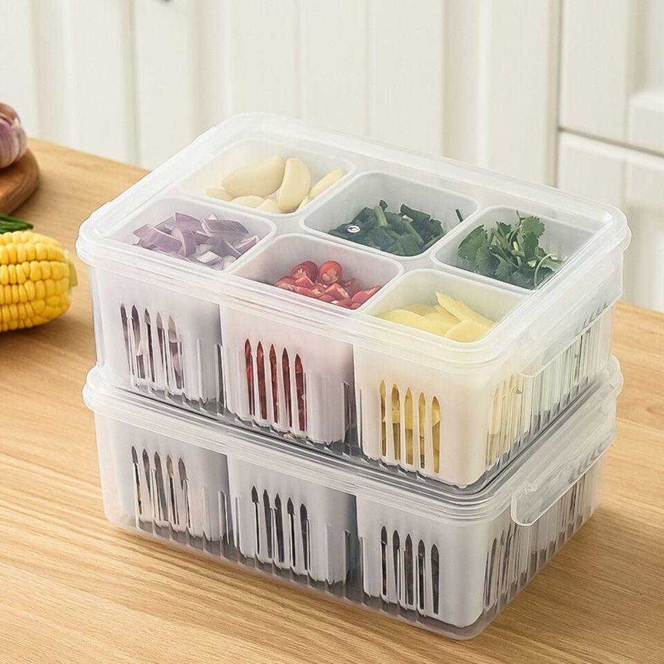 Fridge Storage Organizer Boxes – 6 Grid