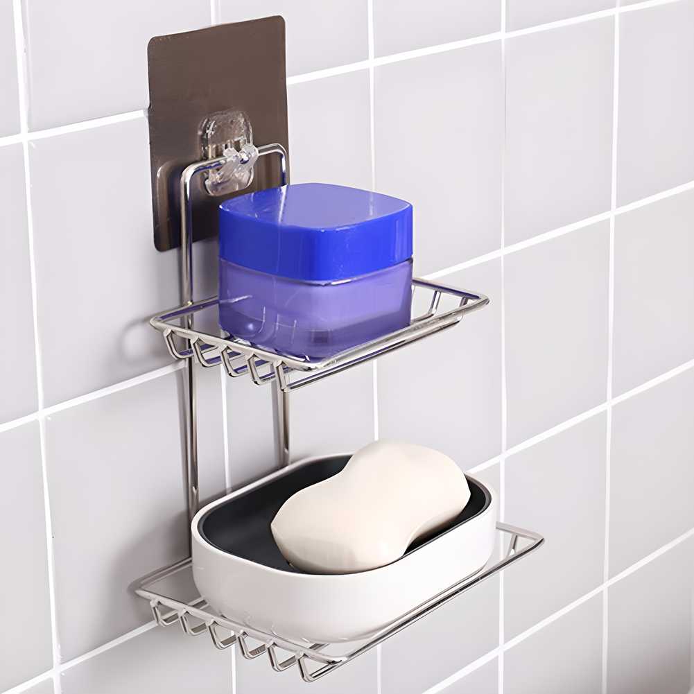 Wall Mounted Soap Dish Holder with Hook – Stainless Steel