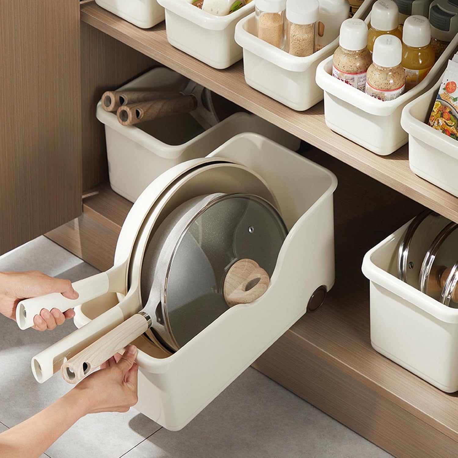 Rolling Storage Organizer Basket with Wheels – Set of 2