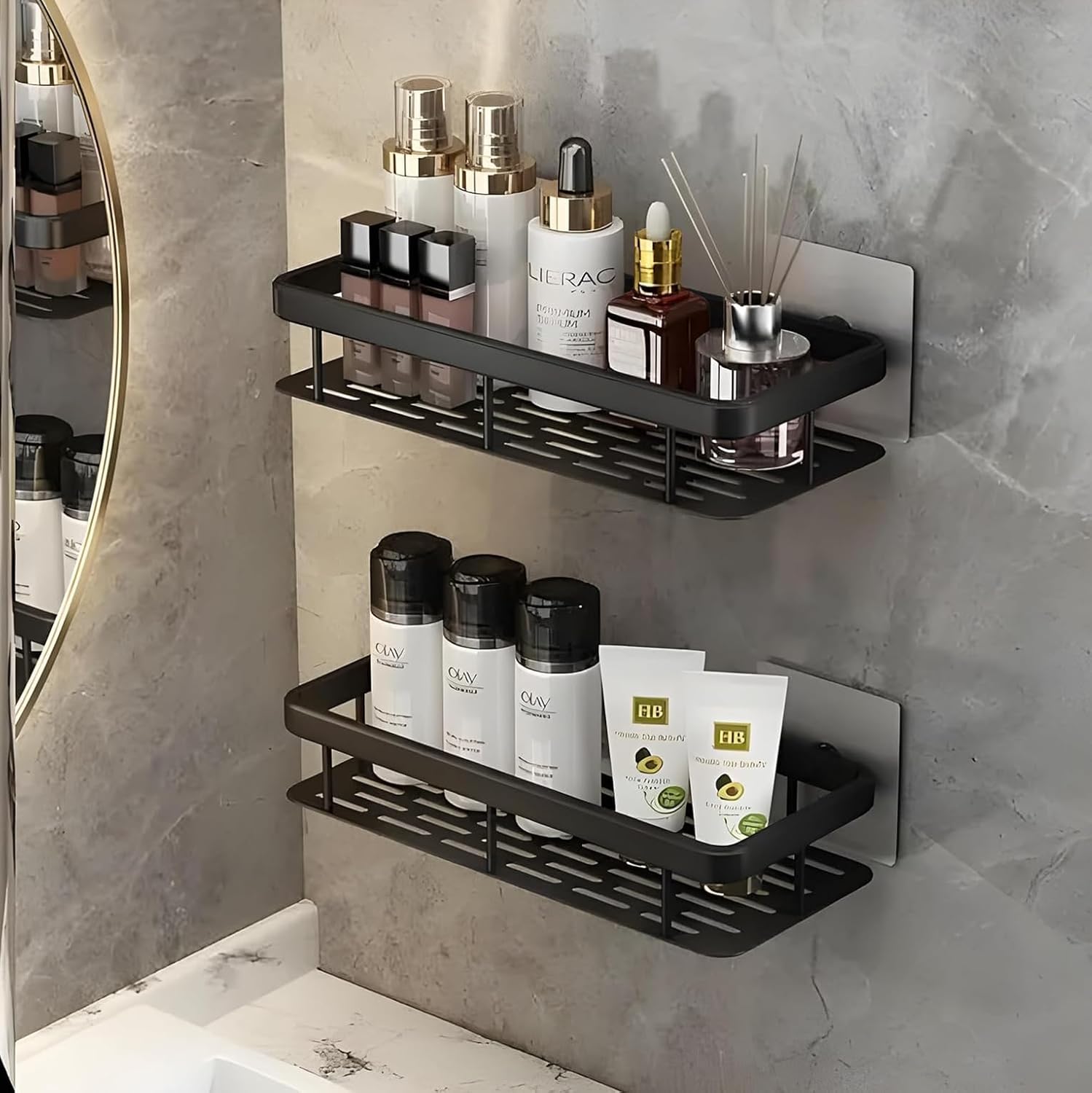 Multipurpose Wall Mounted Bathroom Shelves | Storage Organizer  (Black-Pack of 1)