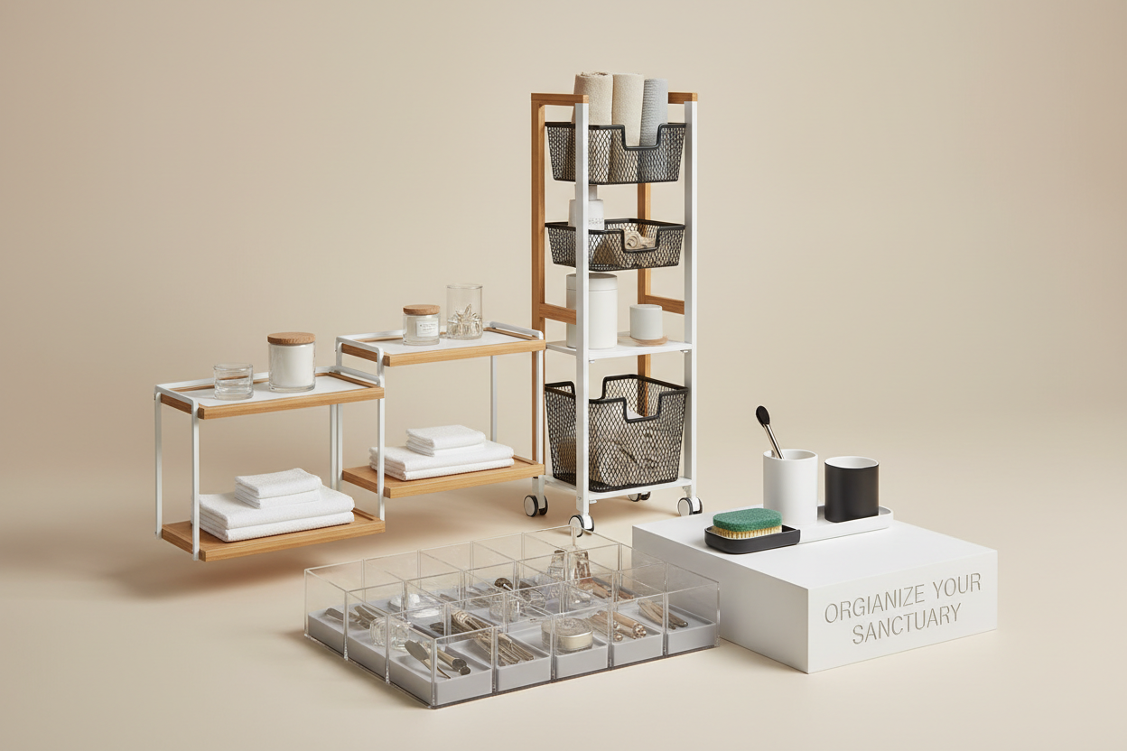 make a image for Bathroom & Utility Organizers collection that match my theme show that what i am selling